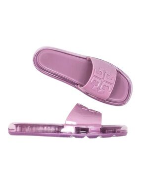 Tory Burch Bubble Jelly Slides Sandals Cipria Purple Logo Embossed 85010 Size 11